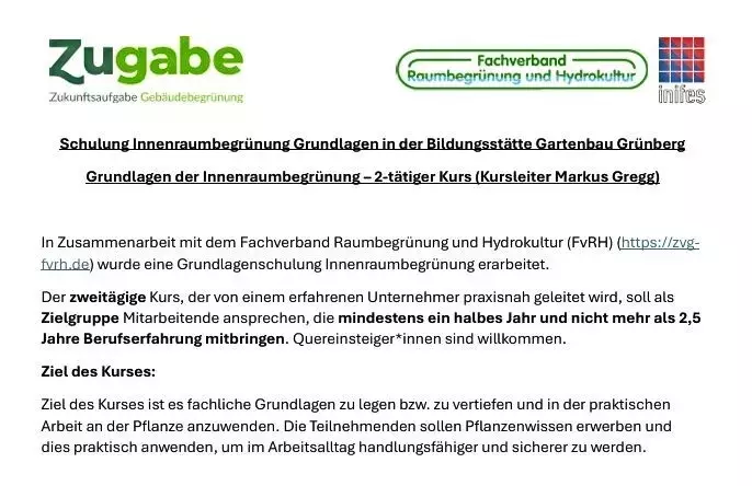 Grundlagenschulung Innenraumbegrünung: Nächste Runde in Grünberg
