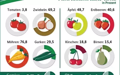 Selbstversorgungsgrad bei Obst und Gemüse in Deutschland