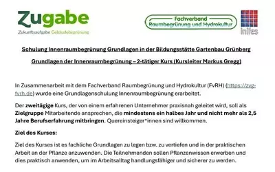 Grundlagenschulung Innenraumbegrünung: Nächste Runde in Grünberg